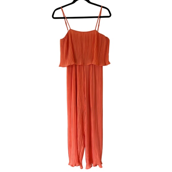 Pink Lily Romper Favlux Orange Coral Flowy Lightweight Wide Leg Jumpsuit Small - Picture 1 of 9